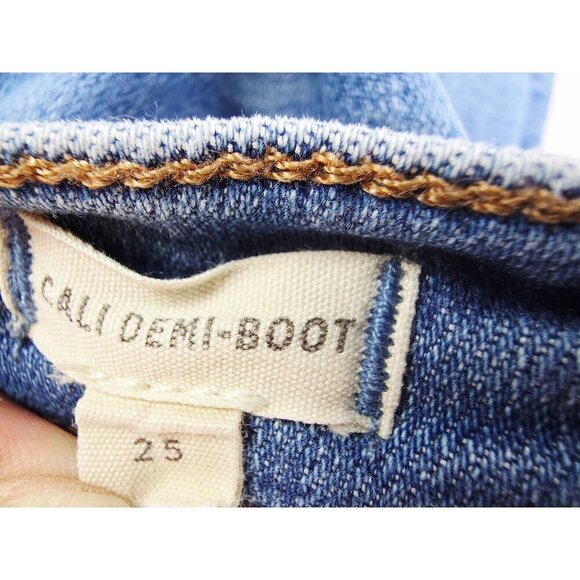 Madewell Size 25X27 Women Cali Demi Boot Blue Denim Embroidered Logo Denim Jeans - Picture 6 of 13